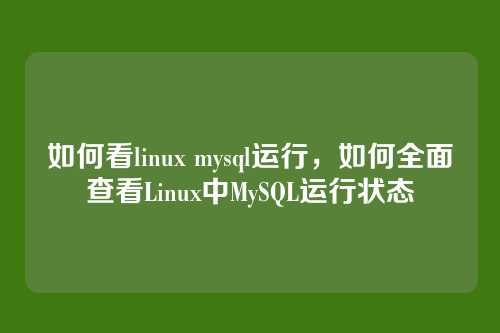 如何看linux mysql运行,如何全面查看Linux中MySQL运行状态