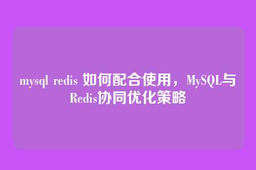 mysql redis 如何配合使用,MySQL与Redis协同优化策略