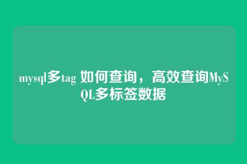 mysql多tag 如何查询,高效查询MySQL多标签数据