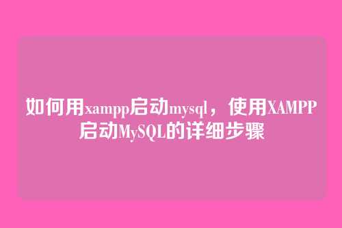 如何用xampp启动mysql,使用XAMPP启动MySQL的详细步骤