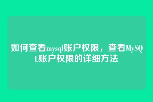 如何查看mysql账户权限,查看MySQL账户权限的详细方法