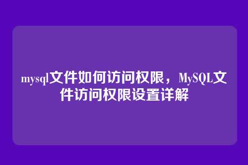 mysql文件如何访问权限,MySQL文件访问权限设置详解