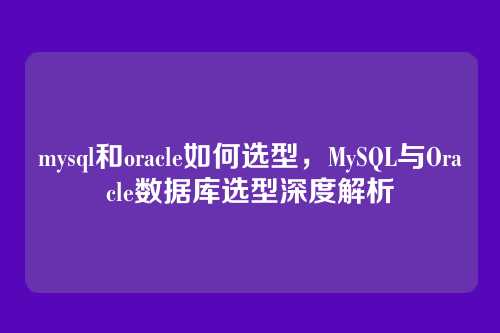 mysql和oracle如何选型，MySQL与Oracle数据库选型深度解析