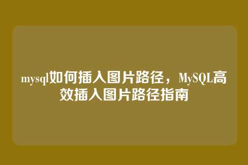 mysql如何插入图片路径，MySQL高效插入图片路径指南