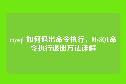 mysql 如何退出命令执行,MySQL命令执行退出方法详解