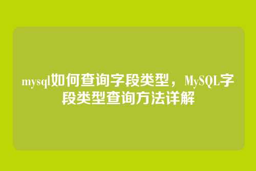 mysql如何查询字段类型,MySQL字段类型查询方法详解