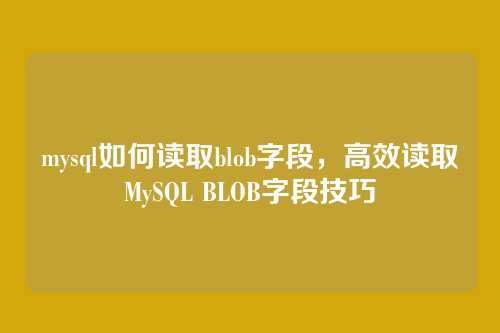 mysql如何读取blob字段,高效读取MySQL BLOB字段技巧