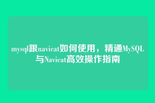 mysql跟navicat如何使用,精通MySQL与Navicat高效操作指南