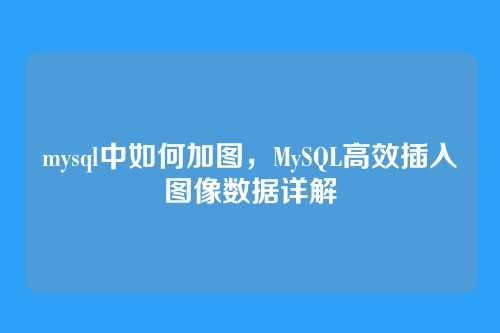 mysql中如何加图,MySQL高效插入图像数据详解