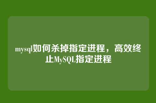 mysql如何杀掉指定进程,高效终止MySQL指定进程