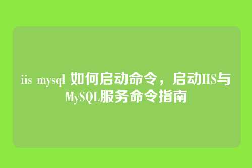 iis mysql 如何启动命令,启动IIS与MySQL服务命令指南