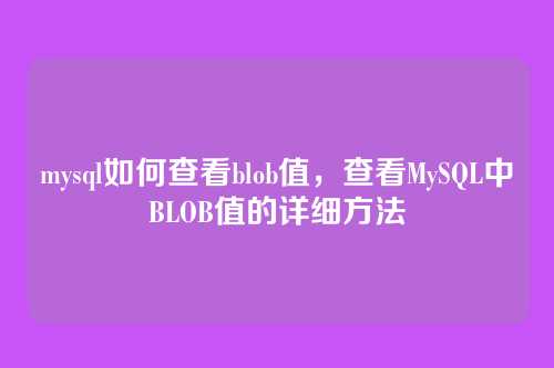 mysql如何查看blob值,查看MySQL中BLOB值的详细方法