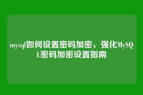 mysql如何设置密码加密，强化MySQL密码加密设置指南