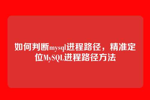 如何判断mysql进程路径,精准定位MySQL进程路径方法