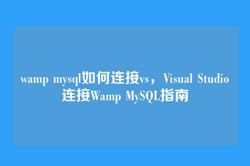 wamp mysql如何连接vs，Visual Studio连接Wamp MySQL指南