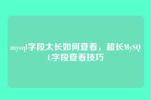 mysql字段太长如何查看,超长MySQL字段查看技巧
