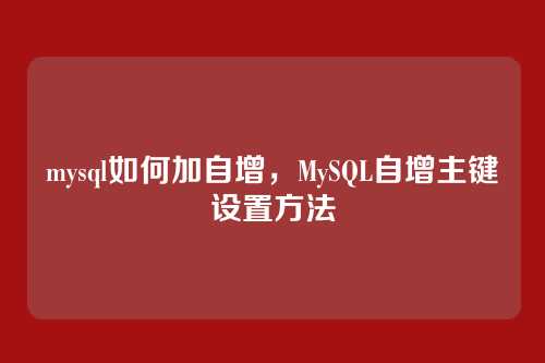 mysql如何加自增，MySQL自增主键设置方法
