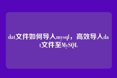 dat文件如何导入mysql,高效导入dat文件至MySQL