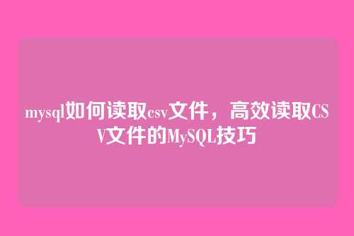 mysql如何读取csv文件,高效读取CSV文件的MySQL技巧