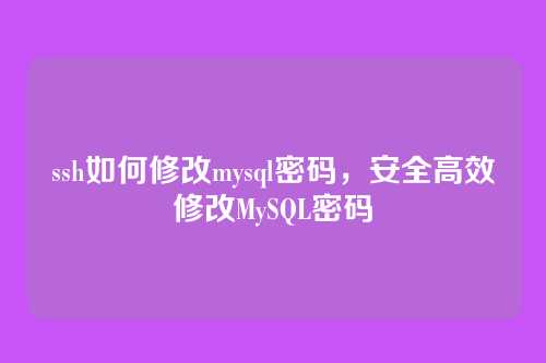 ssh如何修改mysql密码,安全高效修改MySQL密码