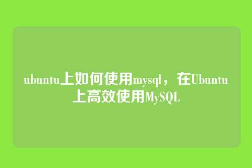 ubuntu上如何使用mysql，在Ubuntu上高效使用MySQL
