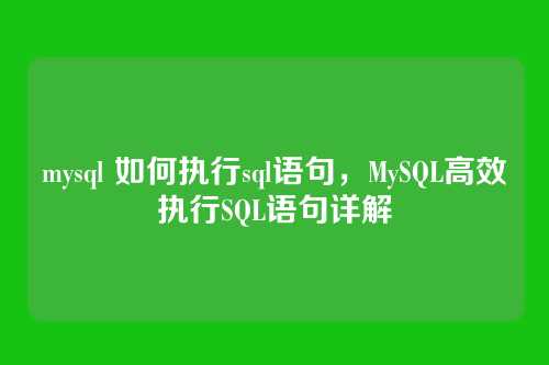 mysql 如何执行sql语句,MySQL高效执行SQL语句详解