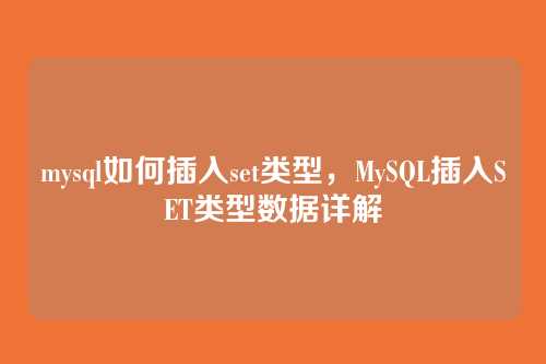 mysql如何插入set类型，MySQL插入SET类型数据详解