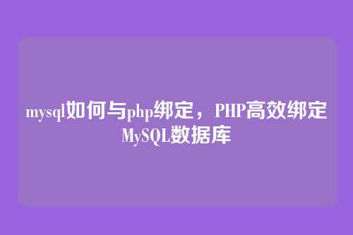 mysql如何与php绑定,PHP高效绑定MySQL数据库