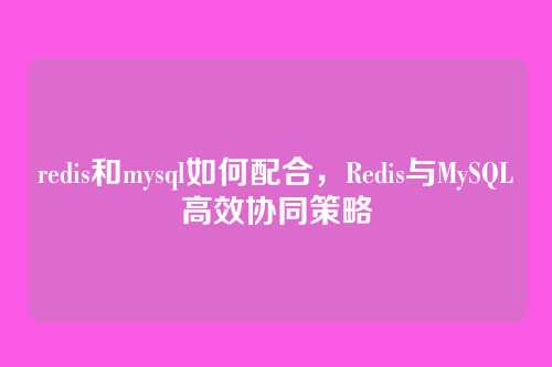redis和mysql如何配合，Redis与MySQL高效协同策略