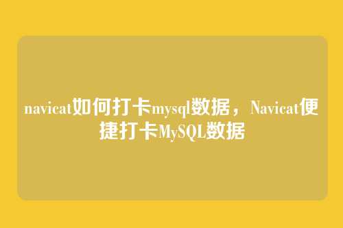 navicat如何打卡mysql数据，Navicat便捷打卡MySQL数据