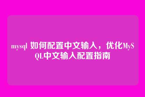 mysql 如何配置中文输入，优化MySQL中文输入配置指南