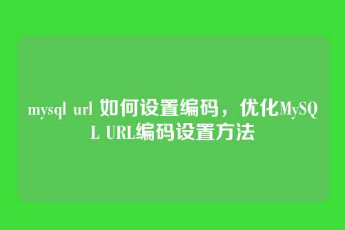 mysql url 如何设置编码,优化MySQL URL编码设置方法