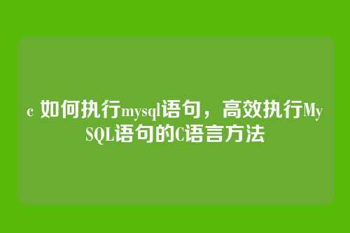 c 如何执行mysql语句,高效执行MySQL语句的C语言方法