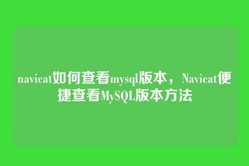 navicat如何查看mysql版本，Navicat便捷查看MySQL版本方法