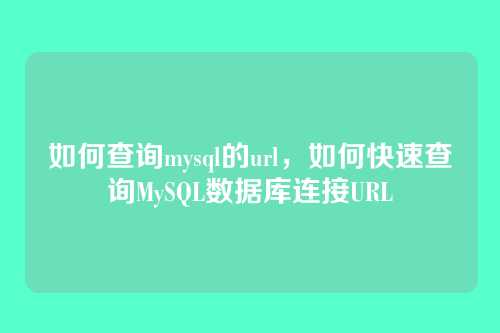 如何查询mysql的url,如何快速查询MySQL数据库连接URL