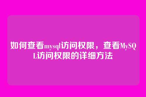 如何查看mysql访问权限,查看MySQL访问权限的详细方法