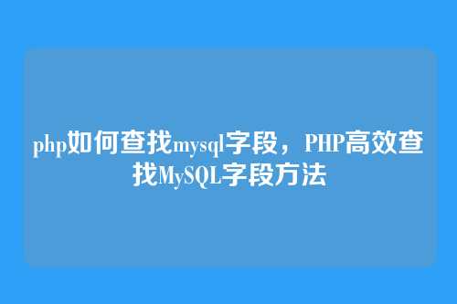 php如何查找mysql字段,PHP高效查找MySQL字段方法