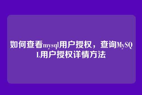 如何查看mysql用户授权,查询MySQL用户授权详情方法