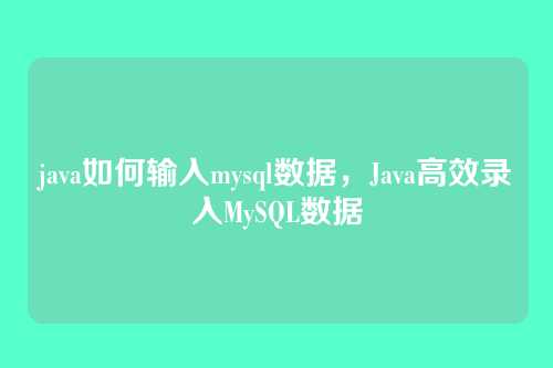 java如何输入mysql数据,Java高效录入MySQL数据