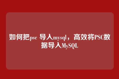 如何把psc 导入mysql,高效将PSC数据导入MySQL