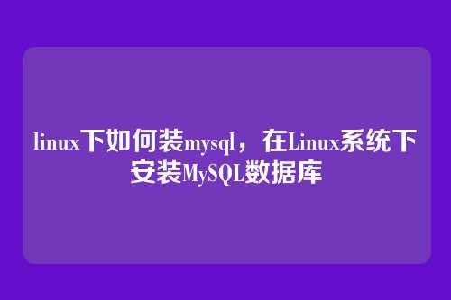 linux下如何装mysql,在Linux系统下安装MySQL数据库