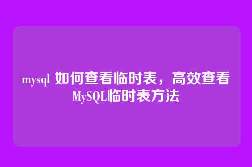 mysql 如何查看临时表,高效查看MySQL临时表方法