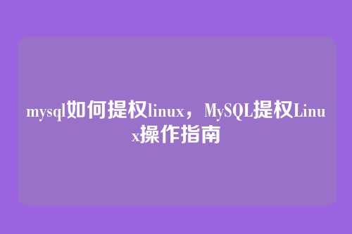 mysql如何提权linux,MySQL提权Linux操作指南