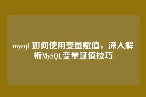 mysql 如何使用变量赋值,深入解析MySQL变量赋值技巧