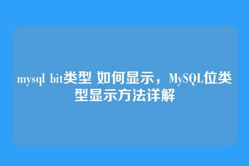 mysql bit类型 如何显示,MySQL位类型显示方法详解