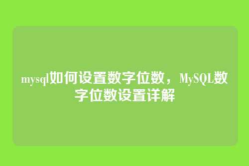 mysql如何设置数字位数,MySQL数字位数设置详解
