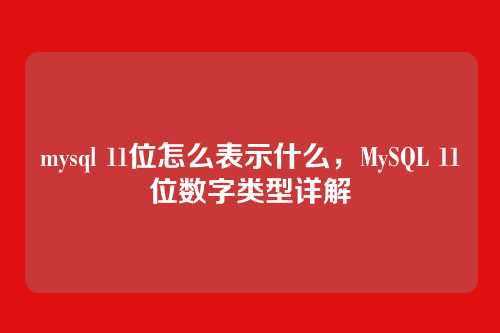mysql 11位怎么表示什么,MySQL 11位数字类型详解