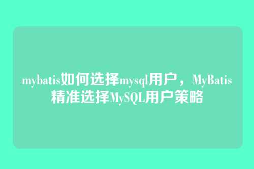 mybatis如何选择mysql用户,MyBatis精准选择MySQL用户策略