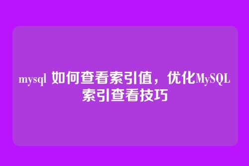 mysql 如何查看索引值,优化MySQL索引查看技巧