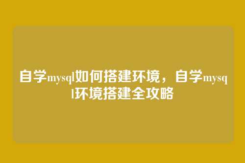 自学mysql如何搭建环境，自学mysql环境搭建全攻略